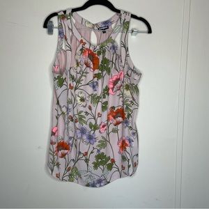 Express pink floral light weight tank top keyhole back and strap detail large